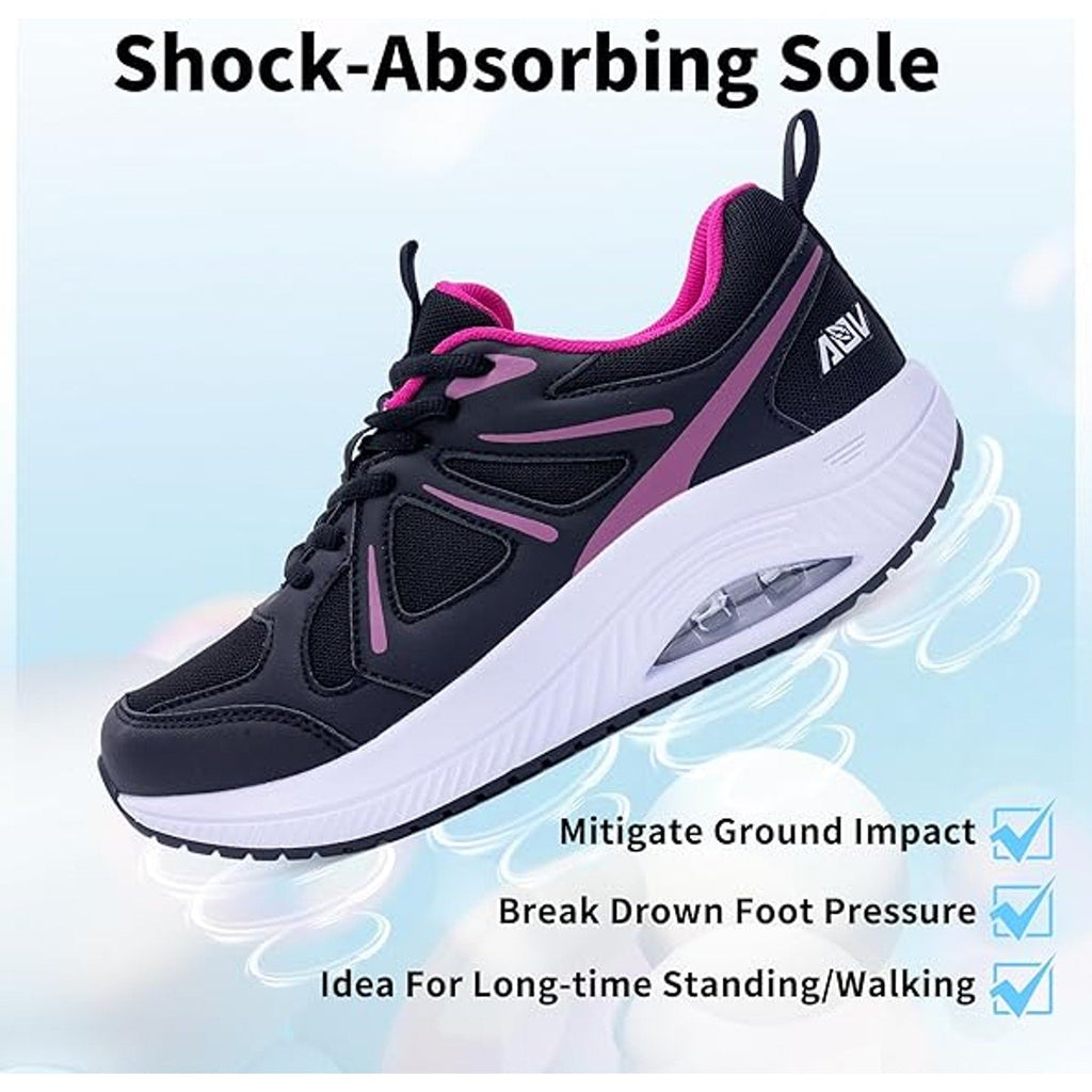 AOV Womens Size 8 Pink Black Mesh Arch Support Orthotic Plantar Fasciitis Shoes
