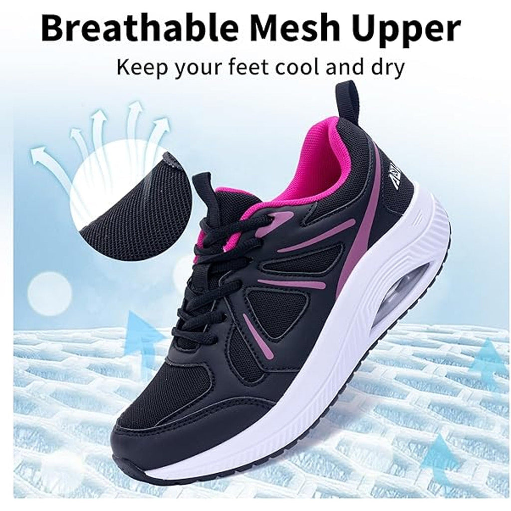 AOV Womens Size 8 Pink Black Mesh Arch Support Orthotic Plantar Fasciitis Shoes