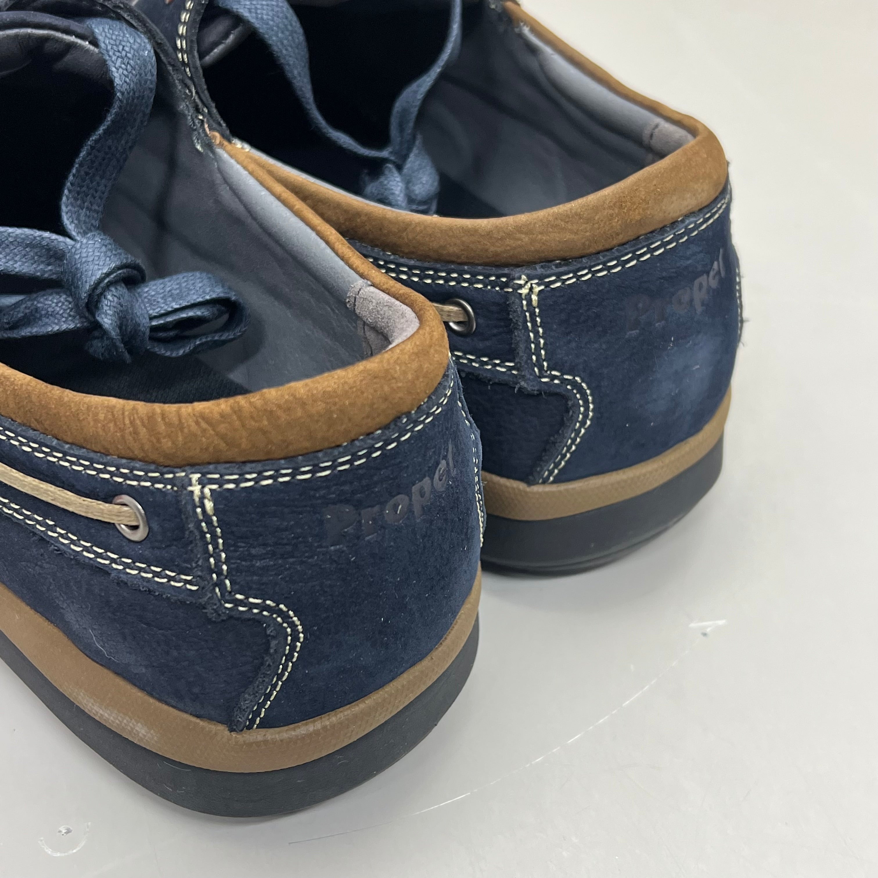 PROPET Pomeroy Boat Shoe Orthotic Friendly Men's Sz 9 XX (5E) Navy MCA082S