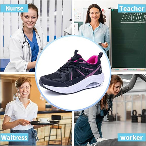 AOV Womens Size 8 Pink Black Mesh Arch Support Orthotic Plantar Fasciitis Shoes